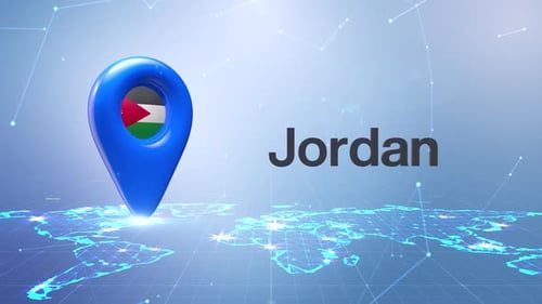 Futuristic 3D Map Pin Location Reveal with Flag and Text