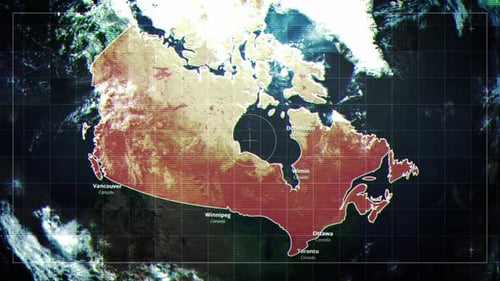 Futuristic Canada Map Reveal with Glitch Effect