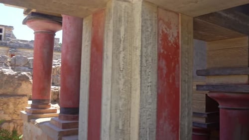 Ancient Minoan Ruins at Knossos Palace in Crete Greece