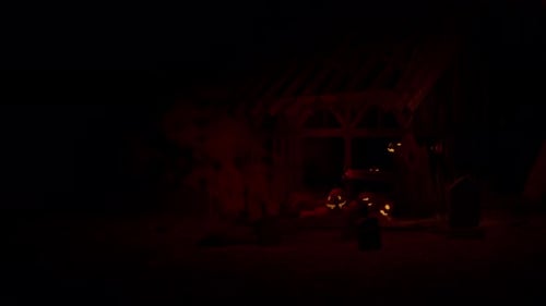 Spooky Halloween Intro with Jack-o'-Lanterns in Dark Cemetery