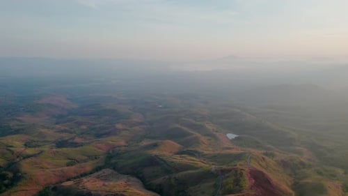 Hills and Mountain Landscape Aerial at Daytime