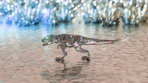 Abstract Concept Diamond Dinosaur The Concept of Nature and Animals Low Poly White Blue Color 3d