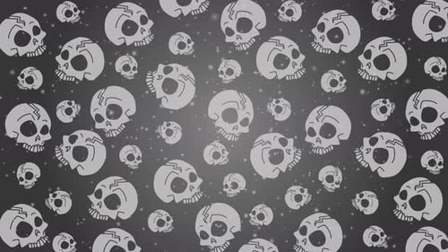 Floating Cartoon Skulls Halloween Loop Background