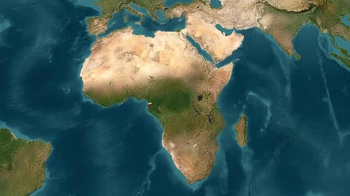 Equatorial Guinea Map Zoom with Waving Flag Reveal