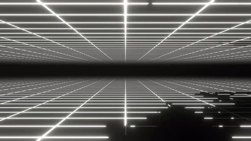 White Neon Retro Grid Background Vj Loop In 4K
