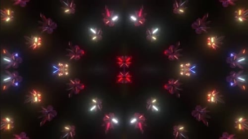 Cristales brillantes y vibrantes bailan en un movimiento caleidoscópico oscuro y abstracto