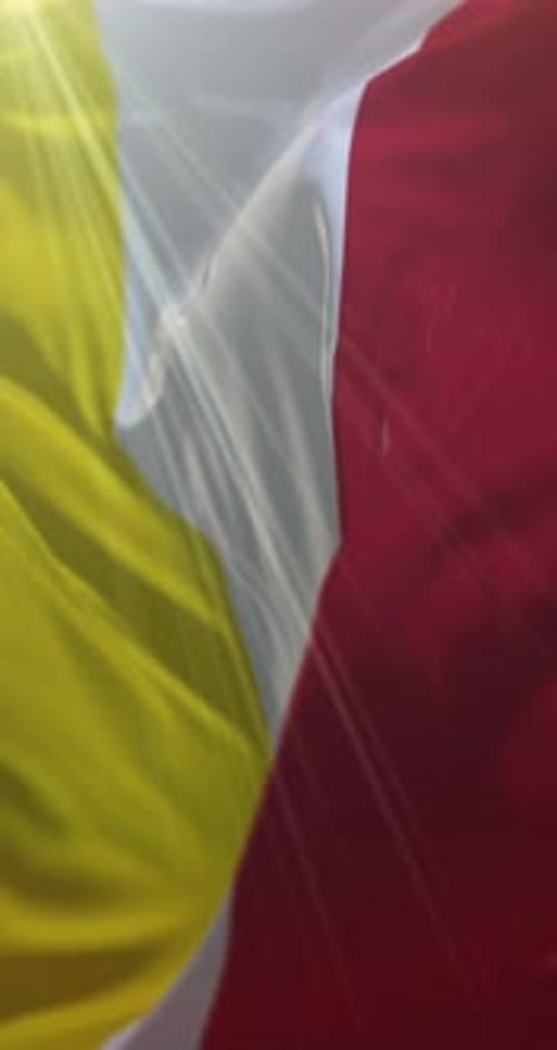 Elegant Waving Flag Vertical Background in Yellow White Red