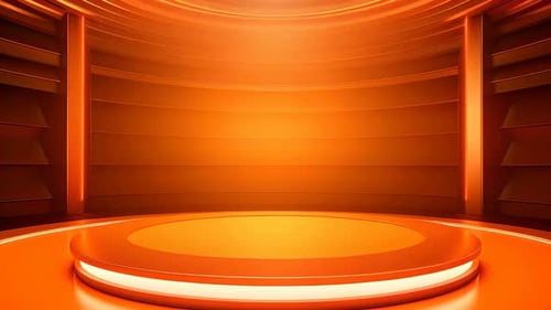 Futuristic Orange 3D Virtual Studio Stage Background