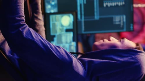 Vertical Video Hacker Drinks Coffee While Hacking