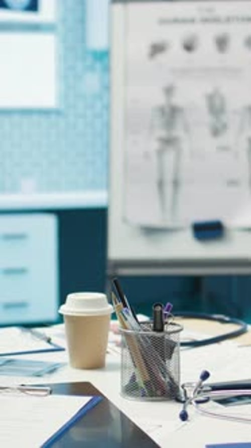 Vertical Video Empty Office in a Private Clinic Designed with x Ray Machine and Modern Tools