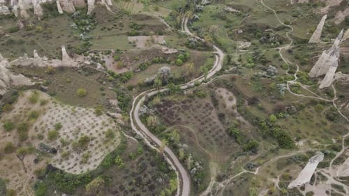 Aerial view of Goreme National Park, Goreme, Cappadocia, Nevsehir, Turkey.