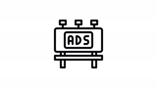 Animated Advertising Billboard Line Icon Reveal