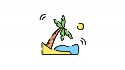 Palm tree silhouette on a beach at sunset. Suitable for travel, vacation, tropical themes, and relax