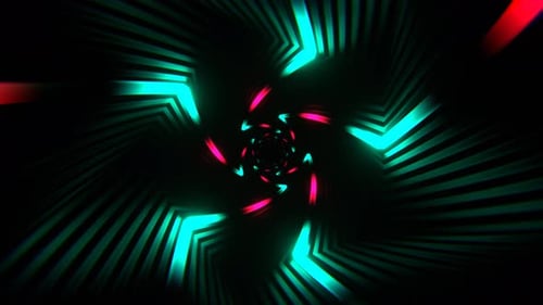 Turquoise And Pink Hypnotic Spiral Neon Tunnel Background Vj Loop I 4K
