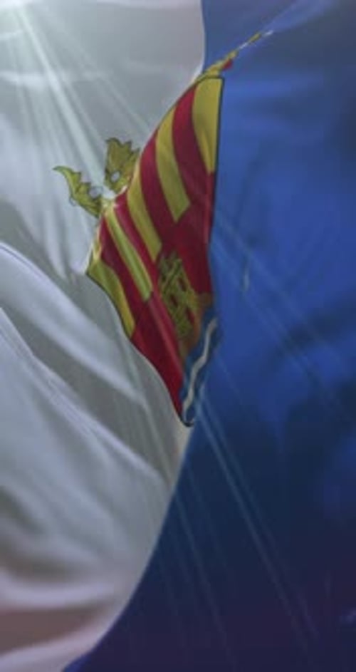 Realistic Vertical Waving Flag with Emblem in Seamless Loop