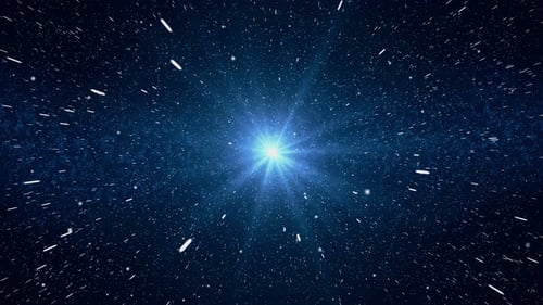 Futuristic Starfield Hyperspace Travel Animation with Bright Light