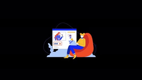 Un personaje de dibujos animados que se transmite en vivo en línea