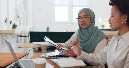 Women, workers and international teamwork of office working on a digital project