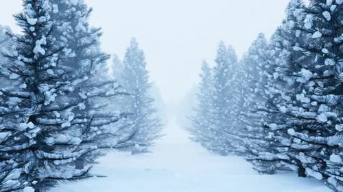 Seamless Loop of Snowy Winter Forest with Falling Snow