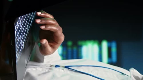 Vertical Video Technician Repairing Server Network
