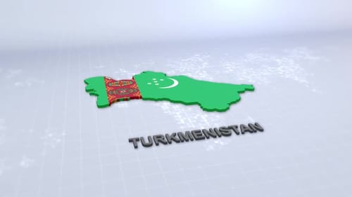 Turkmenistan 3D Map and Flag Reveal Animation
