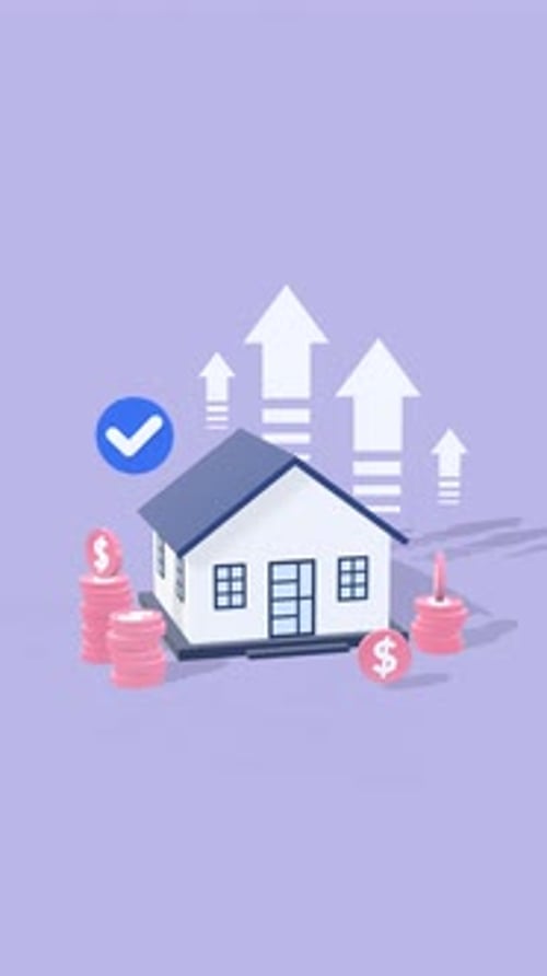 Vertical Animation of Real Estate Investment and Property Growth.