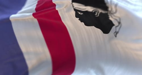 Realistic Waving Flag of Corsica Close-Up Animation