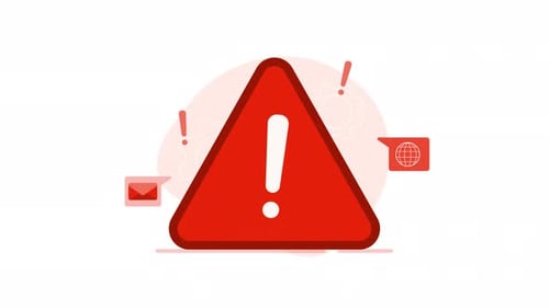 Animated Flat Design Warning System Error Icon