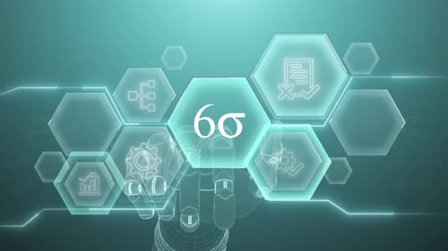 6 Sigma Hand touching,Digital transformation,Science and artificial intelligence,innovation