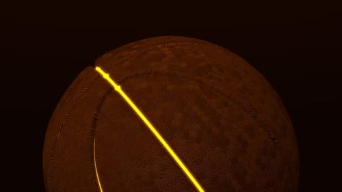 3D-Rotation-Basketballball mit Neonlinien