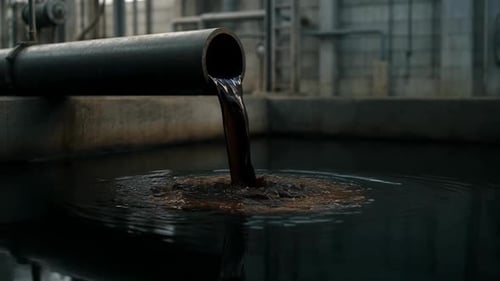 Oil Waste Discharge From Pipe