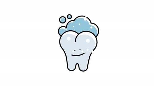 Dental Hygiene Cartoon Tooth Animation with Foam