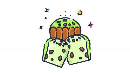 Animated Sketch Style Cakes and Sparkles Illustration