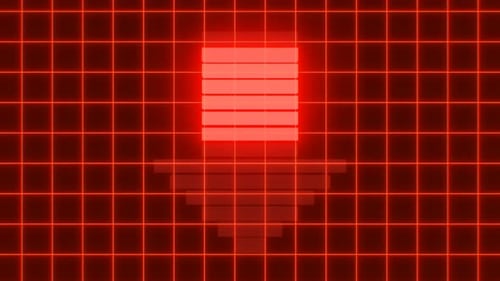 Giant Red Glowing Down Arrow And Digital Data Grid Stock Market Crash - 4K