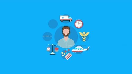 Animated Flat Design Icons for Healthcare and Medical Concepts