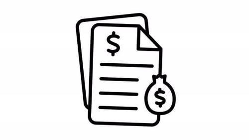 Animated Financial Document and Money Bag Icon