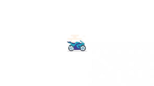 Flat Design Blue Motorcycle Simple Loop Animation