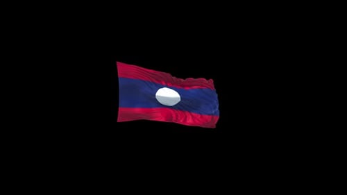 Laos National Flag Waving with Alpha Channel