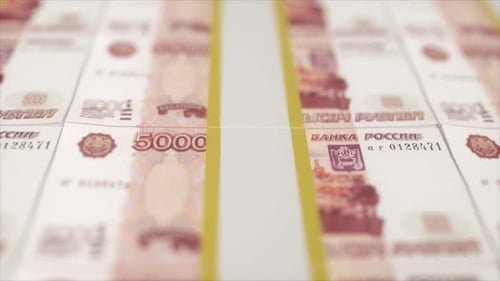Russian Ruble Banknote Stacks Finance Background Seamless Loop