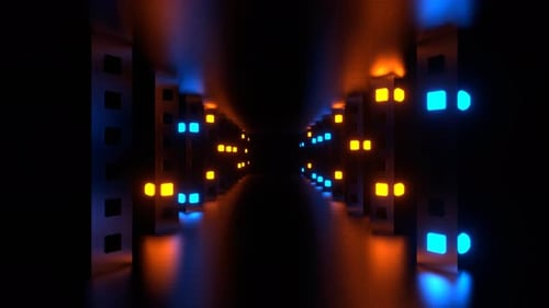 Orange And Blue Return Movement Along Strobe Corridor Background Vj Loop In 4K