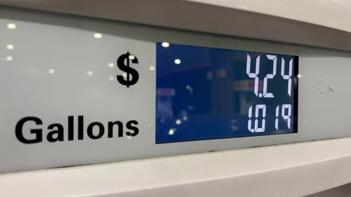 Digital Counter Count Up of a Gas Pump and Rising Gas Prices