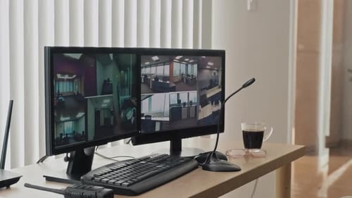 Security Monitoring Station With Multiple Camera Feeds