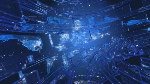 Futuristic Digital Global Network Data Loop Background