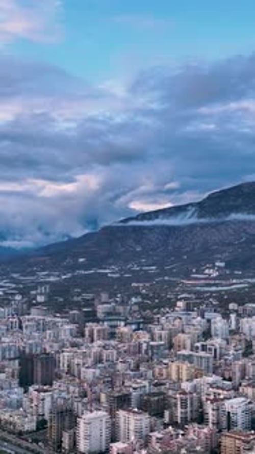 Vertical Video Above the Coastal Mist Aerial View of Misty Mediterranean Coastline with Cinematic