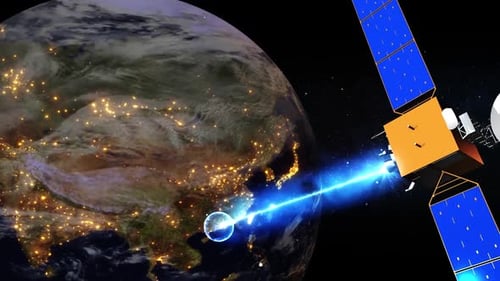 monitoring satellite above the earth