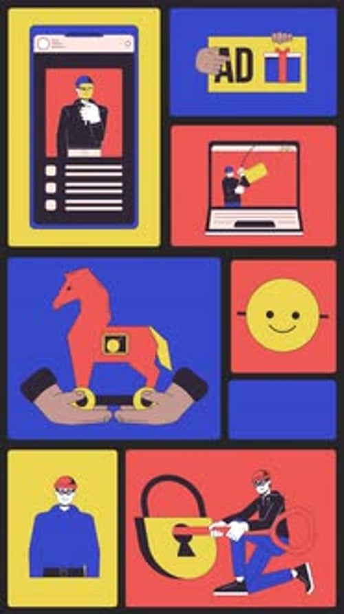 Animated Cybersecurity Icons for Digital Threat Explanations