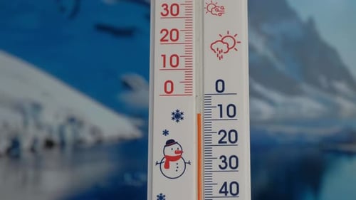 Ansicht des Thermometers, bei dem sich der Wert schnell ändert