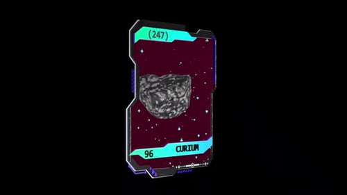 Futuristic Element Data Card with Rotating Asteroid Animation