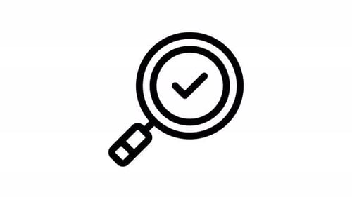 Animated Outline Magnifying Glass Checkmark Icon