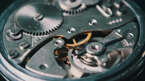 Vintage Stopwatch Mechanism in Macro